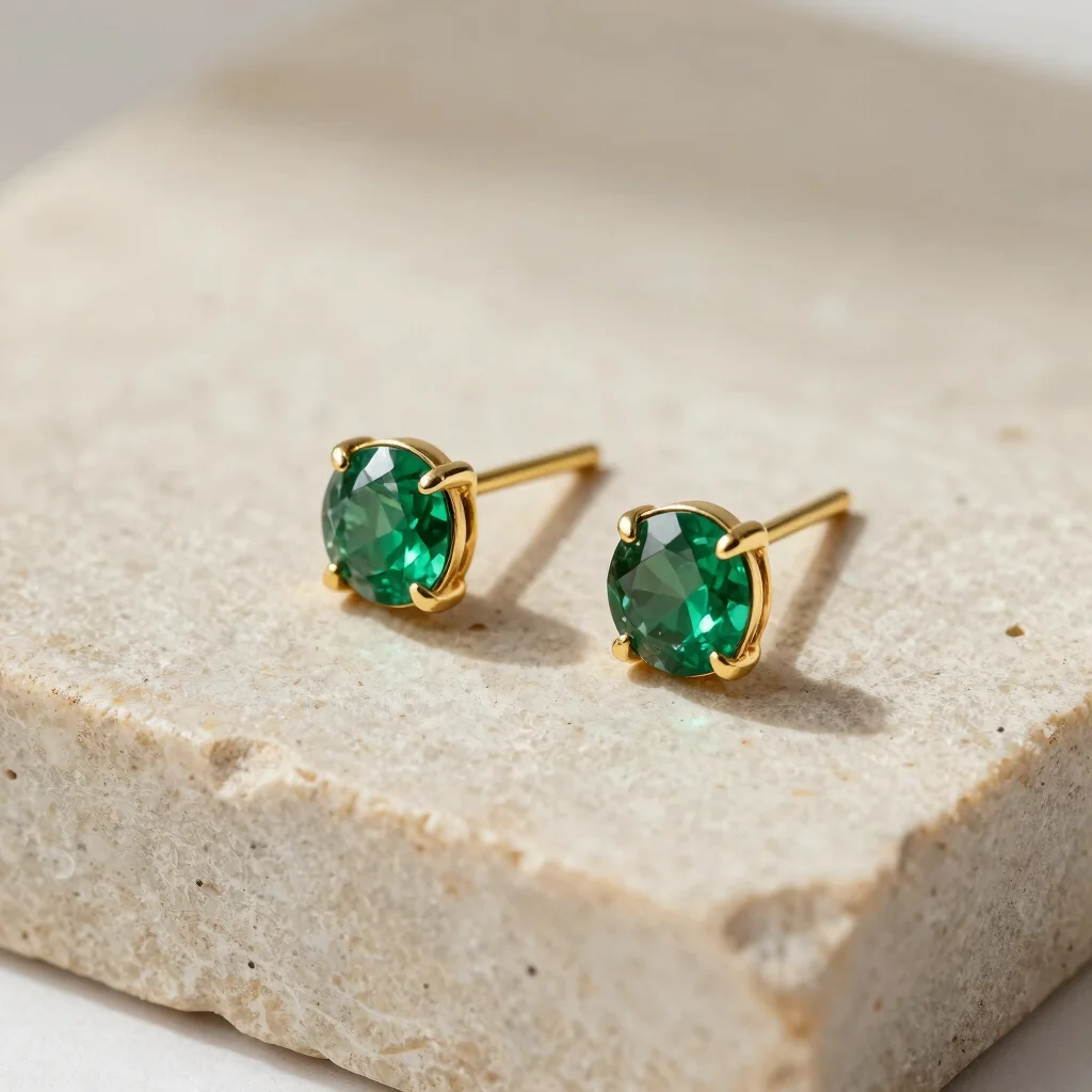 Emerald Dot Studs